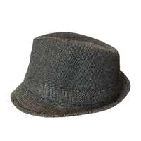 CLASSIC TRILBY HAT Fedora Felt Cap Costume Gangster in Herringbone Charcoal thumbnail