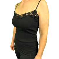 Womens Camisole Top Cami Strap Top Singlet Summer Basic Tank Shirt - Black - 16-18 thumbnail