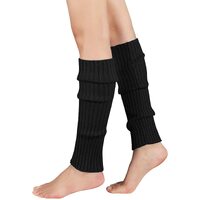 Pair of Womens Leg Warmers Disco Winter Knit Dance Party Crochet Legging Socks Costume - Black thumbnail