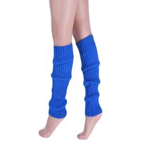 Pair of Womens Leg Warmers Disco Winter Knit Dance Party Crochet Legging Socks Costume - Blue thumbnail