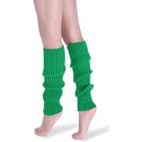 Pair of Womens Leg Warmers Disco Winter Knit Dance Party Crochet Legging Socks Costume - Green thumbnail