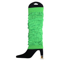 LEG WARMERS Knitted Womens Neon Party Knit Ankle Fluro Dance Costume 80s Pair - Fluro Green thumbnail