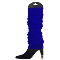 LEG WARMERS Knitted Womens Neon Party Knit Ankle Fluro Dance Costume 80s Pair - Royal Blue thumbnail