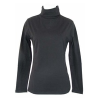 Ladies SKIVVY Womens Long Sleeve Plain Top Warm Turtleneck Cotton High Neck - Black - M thumbnail