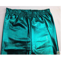 Metallic Leggings Stretchy Pants Neon Fluro Shiny Glossy Dress Up Dance Party - Metallic Green thumbnail