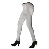 DELUXE METALLIC LEGGINGS Shiny Neon Stretch Dance Costume Fancy Dress Party - White thumbnail