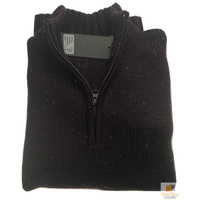 Mens Knit Jumper Pullover Sweater Knitted Casual Stretch Warm Winter  - Half Zip Burgundy 97 (KW14) - L thumbnail