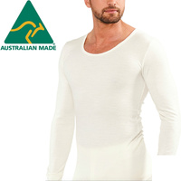 Mens THERMAL Long Sleeve Top Merino Wool Blend Underwear AUS MADE Thermals Warm - XX-Large (110cm) thumbnail