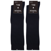 2x Pairs SCHOOL SOCKS Plain Ribbed Knee High Cotton Rich Girls Boys Unisex Kids -  - 13-3 (8-10 Years Old) thumbnail