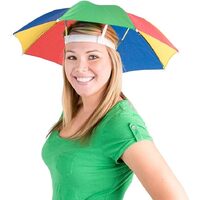 RAINBOW UMBRELLA HAT Rain Novelty Cap Costume Outdoor Camping Beach Fishing thumbnail