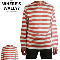 ADULTS Wheres Wally Book Week Red and White Striped Top Shirt Costume Party Dress Up  - Large thumbnail