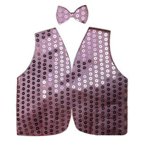 Mens SEQUIN VEST Dance Costume Party Coat Disco Accessory Sparkle Waistcoat - Light Pink thumbnail