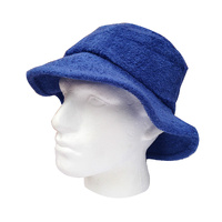 Terry Towelling BUCKET HAT Daggy Fishing Camping Lad Cap Retro  100% COTTON - Blue - Small thumbnail