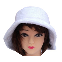 Terry Towelling BUCKET HAT Daggy Fishing Camping Lad Cap Retro  100% COTTON - White - XXL thumbnail