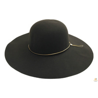 Wide Brim Felt Hat Floppy Vintage Fedora Bowler Cloche Ladies Fashion Cap - Brown - One Size thumbnail