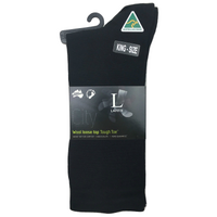 AUSTRALIAN MADE Wool Loose Top Socks Wide Top Comfort High Quality Tough Toe - Black - 6-10 thumbnail