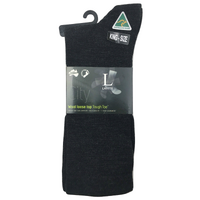 AUSTRALIAN MADE Wool Loose Top Socks Wide Top Comfort High Quality Tough Toe - Charcoal - 6-10 thumbnail