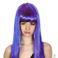 LONG WIG Straight Party Hair Costume Fringe Cosplay Fancy Dress 70cm Womens - Blue (22458) thumbnail