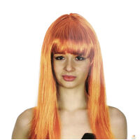 LONG WIG Straight Party Hair Costume Fringe Cosplay Fancy Dress 70cm Womens - Orange (22462) thumbnail