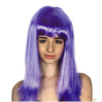 LONG WIG Straight Party Hair Costume Fringe Cosplay Fancy Dress 70cm Womens - Purple (22456) thumbnail