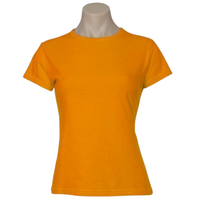 Womens Plain Ladies T SHIRT 100% COTTON Basic Tee Casual Top Size 6-24 T-Shirt - Orange - 22 thumbnail