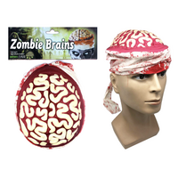 Zombie Brain Skull Cap Costume Halloween Bloody Headpiece Fancy Dress Bandage thumbnail