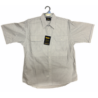 Bisley Mens Short Sleeve Check Shirt Checkered Cotton Blend Casual Business Work - Green - L thumbnail