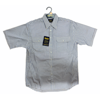Bisley Mens Short Sleeve Check Shirt Checkered Cotton Blend Casual Business Work - Beige - M thumbnail