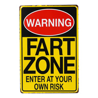Vintage Fart Zone Warning Sign Funny Metal Sign Bathroom Kitchen Office - Humorous Gift thumbnail