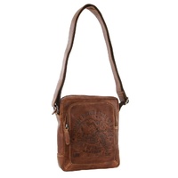 Billy The Kid Mens Genuine Leather Small Shoulder Bag in Cognac thumbnail