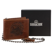 Billy The Kid Mens Leather Wallet Western with Detachable Chain in Gift Box in Cognac thumbnail