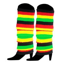 RAINBOW LEG WARMERS High Knitted Womens Neon Party Knit Ankle Socks 80s Dance - Indigenous Colours thumbnail