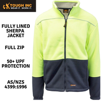 HI VIS Polar Fleece Sherpa Jacket Full Zip Thick Lined  Winter Safety Jumper - Yellow - 4XL thumbnail