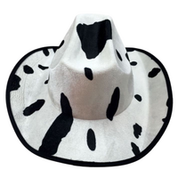 COW HAT Adult Cowboy Cowhide Print Wild West Costume Party Fancy Dress Fedora thumbnail