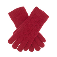 Dents Womens Cable Knit Gloves in Berry thumbnail