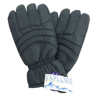 Mens Thermal Ski Gloves Waterproof Warm Winter Snow Insulation Plain - Black - S/M thumbnail
