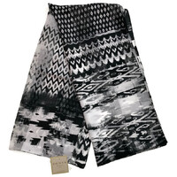 DENTS Monotone Aztec Print Scarf Ladies Womens MADE IN ITALY Unlined Fine - Black thumbnail