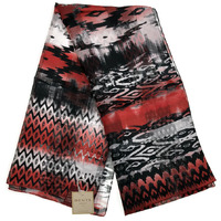 DENTS Monotone Aztec Print Scarf Ladies Womens MADE IN ITALY Unlined Fine - Berry thumbnail