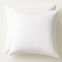 2x 100% Cotton European Pillowcase 400 Thread Count Hotel Quality - Striped White thumbnail