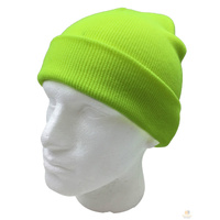 PLAIN FLURO BEANIE Hi Vis Unisex Winter Warm Hat Ski Party Costume Cap Knit - Fluro Yellow thumbnail