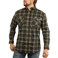 Mens Long Sleeve Flannelette Shirt 100% Cotton Flannel - Black Check - M thumbnail