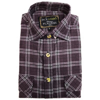 Mens Half Placket Flannelette Long Sleeve Pullover Shirt 100% Cotton Check Authentic Flannel  - Burgundy - M thumbnail