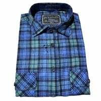 Mens Flannelette Long Sleeve Shirt 100% Cotton Authentic Flannel - Half Placket - Green - M thumbnail