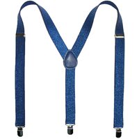 GLITTER SPARKLE SUSPENDERS Braces Clipon Elastic Y-Back Slim Adjustable  - Blue (Glitter) thumbnail