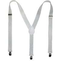 GLITTER SPARKLE SUSPENDERS Braces Clipon Elastic Y-Back Slim Adjustable  - White (Glitter) thumbnail