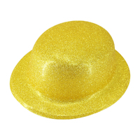GLITTER BOWLER HAT Fancy Party Plastic Costume Cap Fun Dress Up Sparkle - Yellow/Gold thumbnail