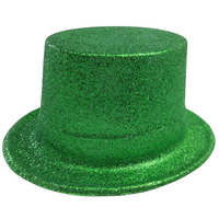 GLITTER TOP HAT Fancy Party Plastic Costume Tall Cap Fun Dress Up Sparkle - Green thumbnail
