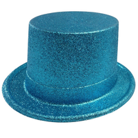 GLITTER TOP HAT Fancy Party Plastic Costume Tall Cap Fun Dress Up Sparkle - Sky Blue thumbnail