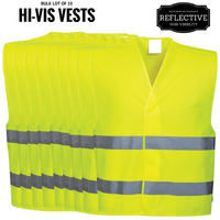 10x Hi Vis Safety Vest Reflective Tape Workwear Night & Day Bulk - Yellow - One Size thumbnail