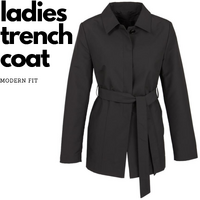 Womens Winter Button Long Trench Coat Jacket Parka Overcoat - Black - X-Large thumbnail